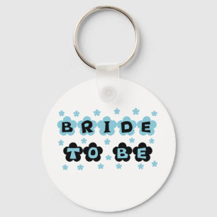Black and Blue Flowers Bride to Be Key Ring