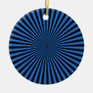 Black and Blue Funky Striped Abstract Art Ceramic Tree Decoration