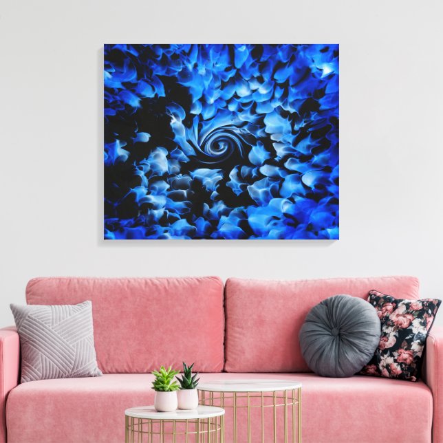 Black And Blue Glass Abstract Canvas Print (Insitu(LivingRoom))