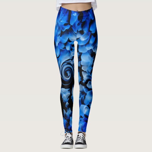 Black and Blue Glass Abstract Leggings (Front)