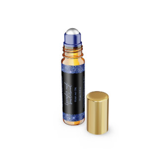 Black and Blue Glitter Perfume Roller Bottle label