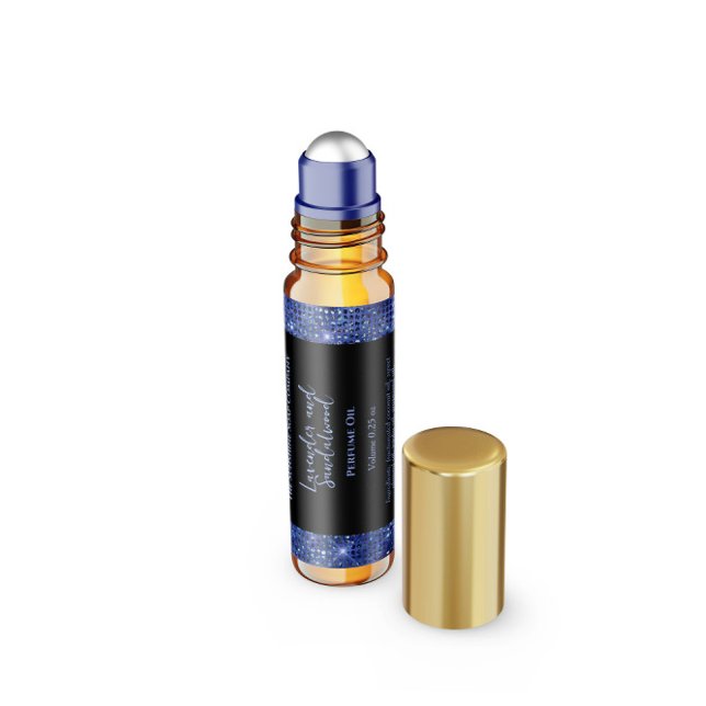 Black and Blue Glitter Perfume Roller Bottle label (Creator Uploaded)