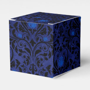Black and Blue Gothic Rose Damask Favour Box