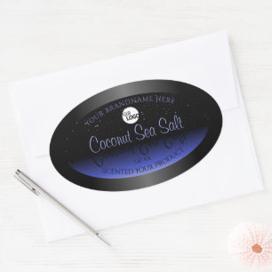 Black and Blue Gradient Product Label Glitter Logo