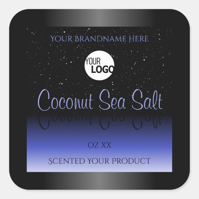 Black and Blue Gradient Product Label Glitter Logo (Front)