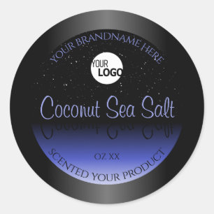 Black and Blue Gradient Product Label Glitter Logo