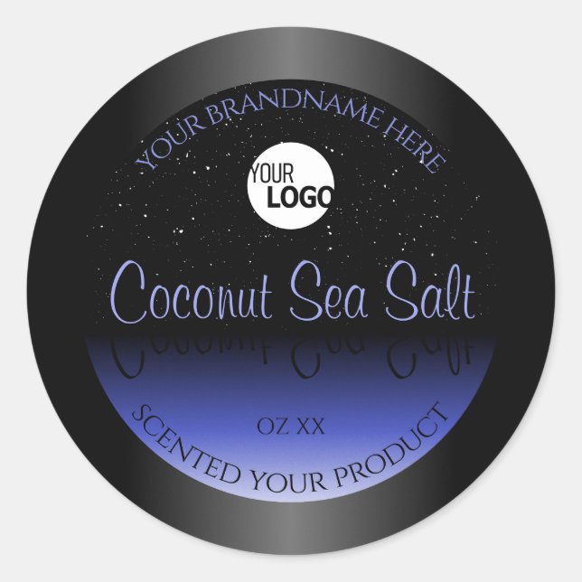 Black and Blue Gradient Product Label Glitter Logo (Front)