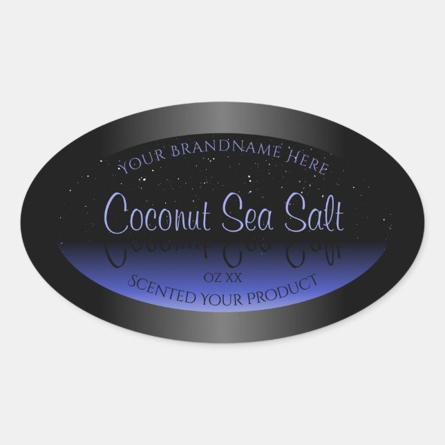 Black and Blue Gradient Product Label Soft Glitter (Front)