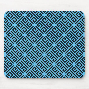 Black and Blue Greek Key Pattern Mouse Mat