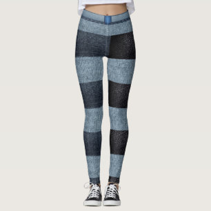 Black and blue grid Denim Leggings