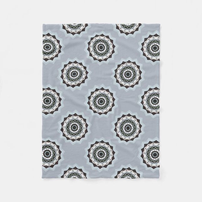 Black and Blue Mandala Fleece Blanket (Front)