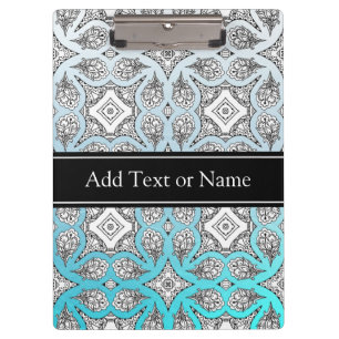 Black and Blue Mandala Zen Personalised Clipboard