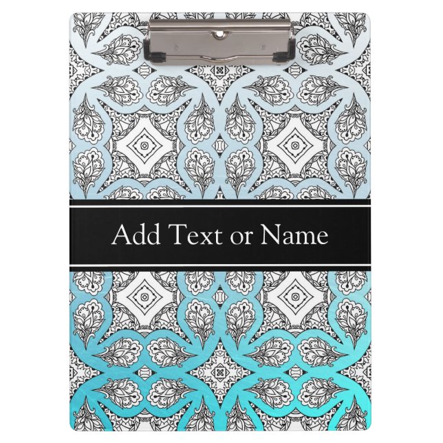 Black and Blue Mandala Zen  Personalised Clipboard (Front)