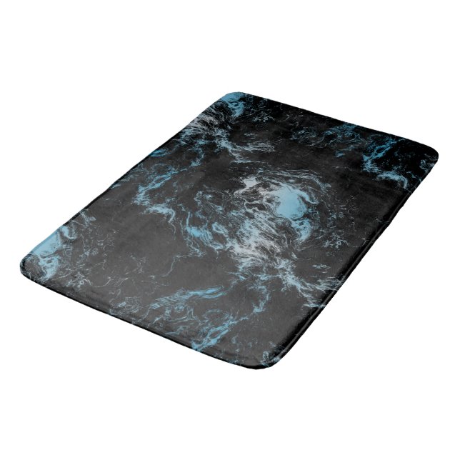 black and blue Marble abstract Bath Mat (Angled)