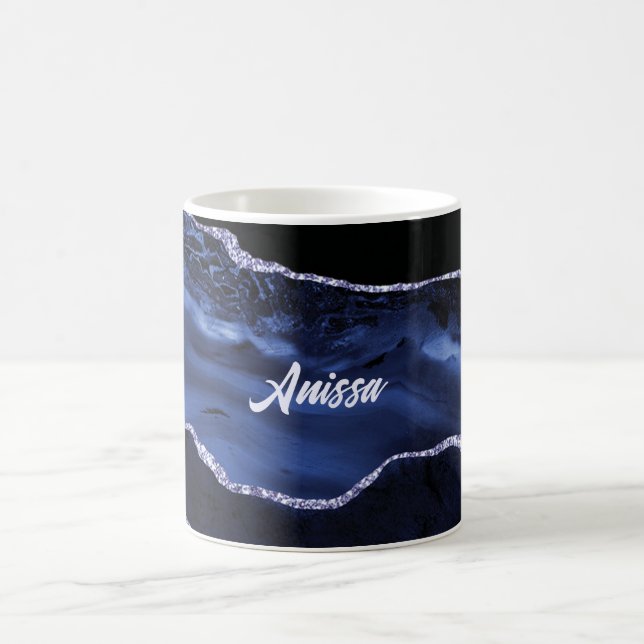 Black and Blue Marble Coffee Mug (Center)