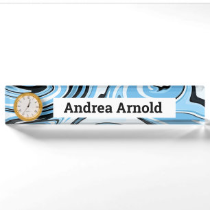 Black and Blue Marble Desk Name Plate