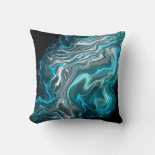 Black and Blue Marble Fluid Art Cushion