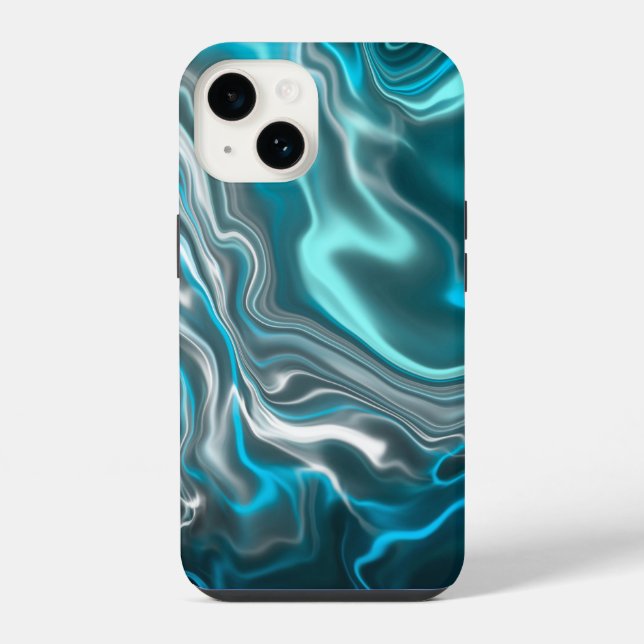 Black and Blue Marble Fluid Art   iPhone Case (Back)