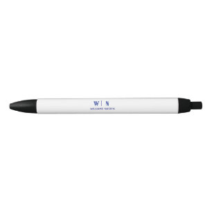 Black and Blue Minimalist Modern Monogram Pen