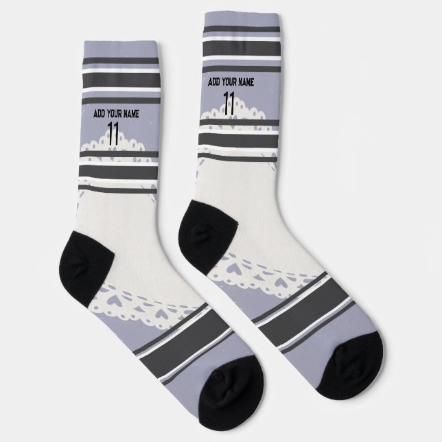 Black and blue & orange - Name Number Socks (Right)