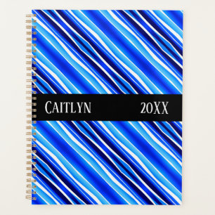 Black and Blue Painted Stripes Planner