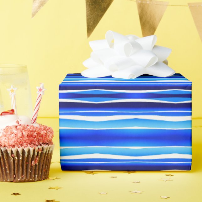 Black and Blue Painted Stripes Wrapping Paper (Birthday Party)