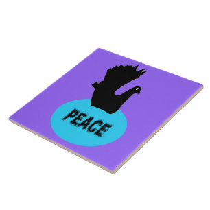 Black and Blue Peace Dove Tile