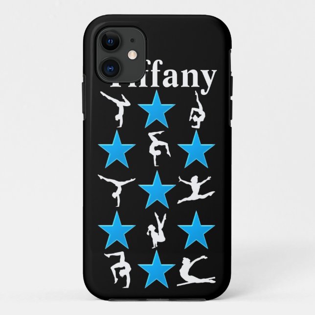 BLACK AND BLUE PERSONALIZED GYMNASTICS IPHONE CASE (Back)