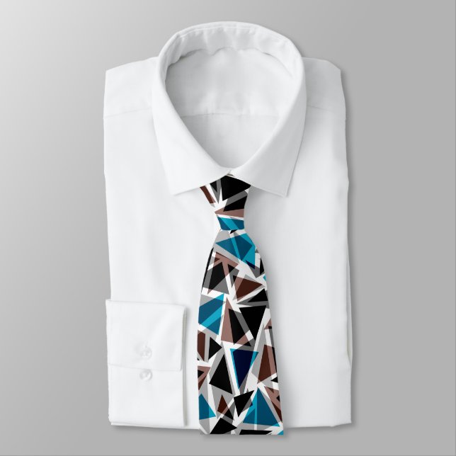Black and Blue, Polygonal, Abstract, Geometric Tie (Tied)