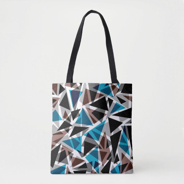 Black and Blue, Polygonal, Abstract, Geometric Tote Bag (Front)