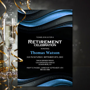 Black and Blue Retirement Party Invitation