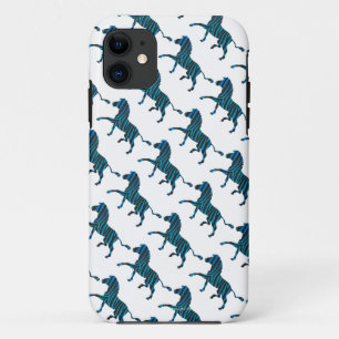 Black and Blue Silhouette Zebra iPhone 11 Case
