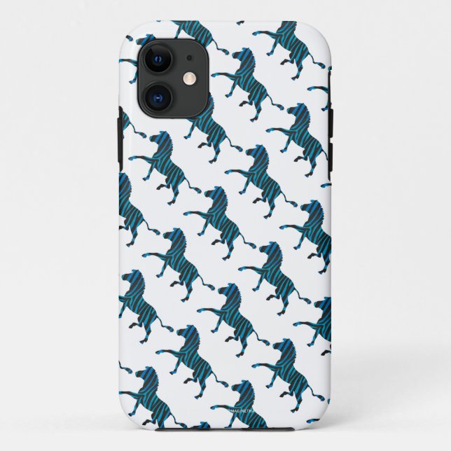 Black and Blue Silhouette Zebra Case-Mate iPhone Case (Back)