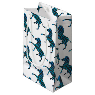 Black and Blue Silhouette Zebra Small Gift Bag