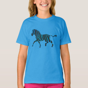 Black and Blue Silhouette Zebra T-Shirt