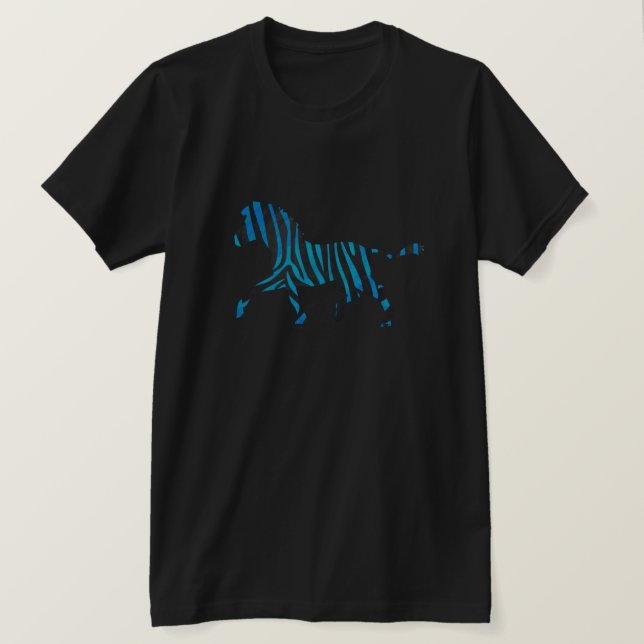 Black and Blue Silhouette Zebra T-Shirt (Design Front)