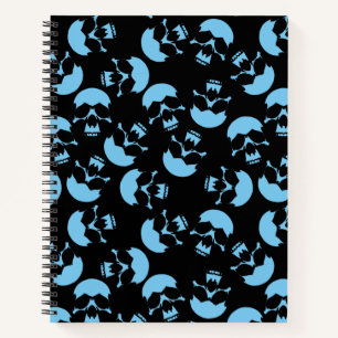 Black and Blue Skull Pattern Notebook