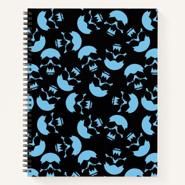 Black and Blue Skull Pattern Notebook (Front)