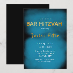 Black and Blue Smoke Bar Mitzvah Invitations