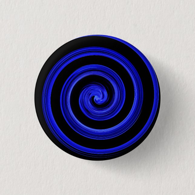 Black and blue spiral 3 cm round badge (Front)