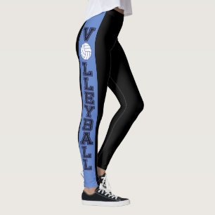 Black and Blue Stripe with Dark Blue Volleyball Leggings