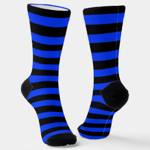 black and blue striped simple pattern  socks