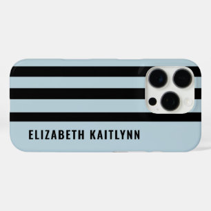 Black and Blue Stripes Pattern Personalised iPhone 16 Pro Case