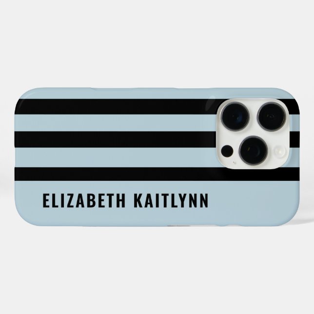 Black and Blue Stripes Pattern Personalised  Case-Mate iPhone Case (Back (Horizontal))
