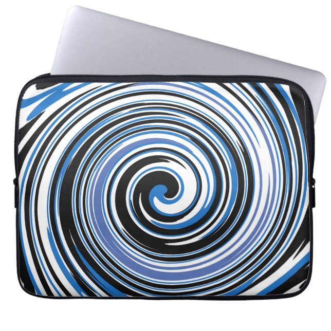 Black and blue swirl design laptop sleeve (Front)