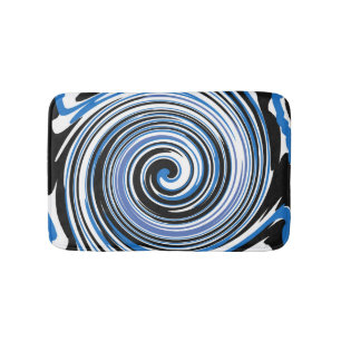 Black and blue swirl pattern bath mat