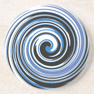 Black and blue swirl pattern coaster