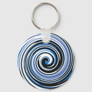Black and blue swirl pattern key ring