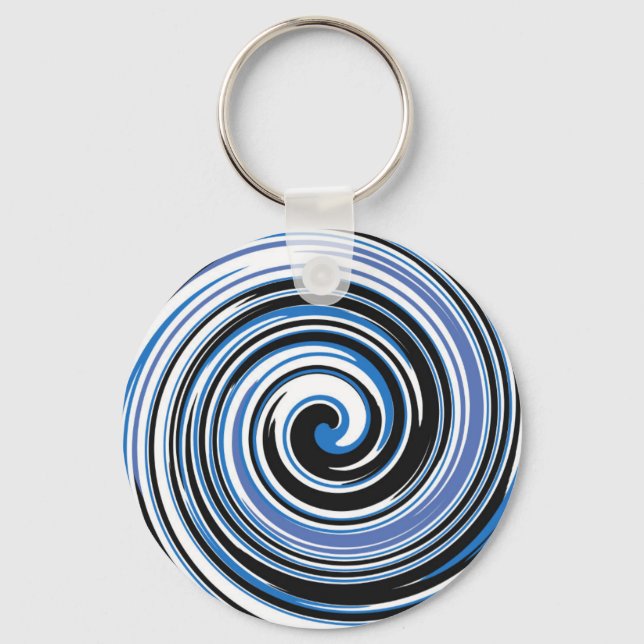 Black and blue swirl pattern key ring (Front)