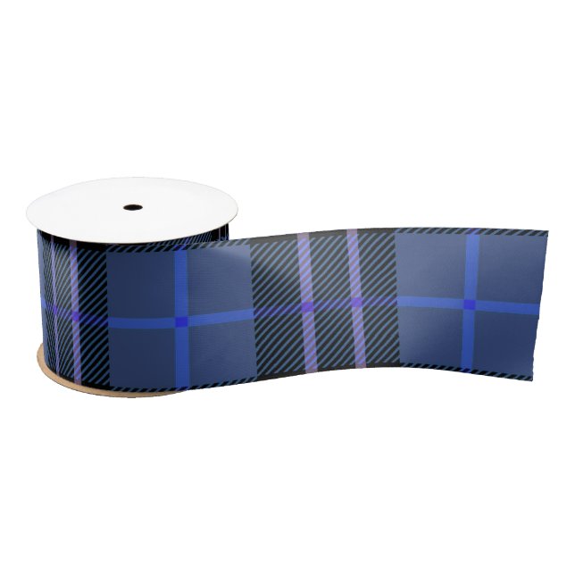 Black and Blue Tartan Plaid Satin Ribbon (Spool)